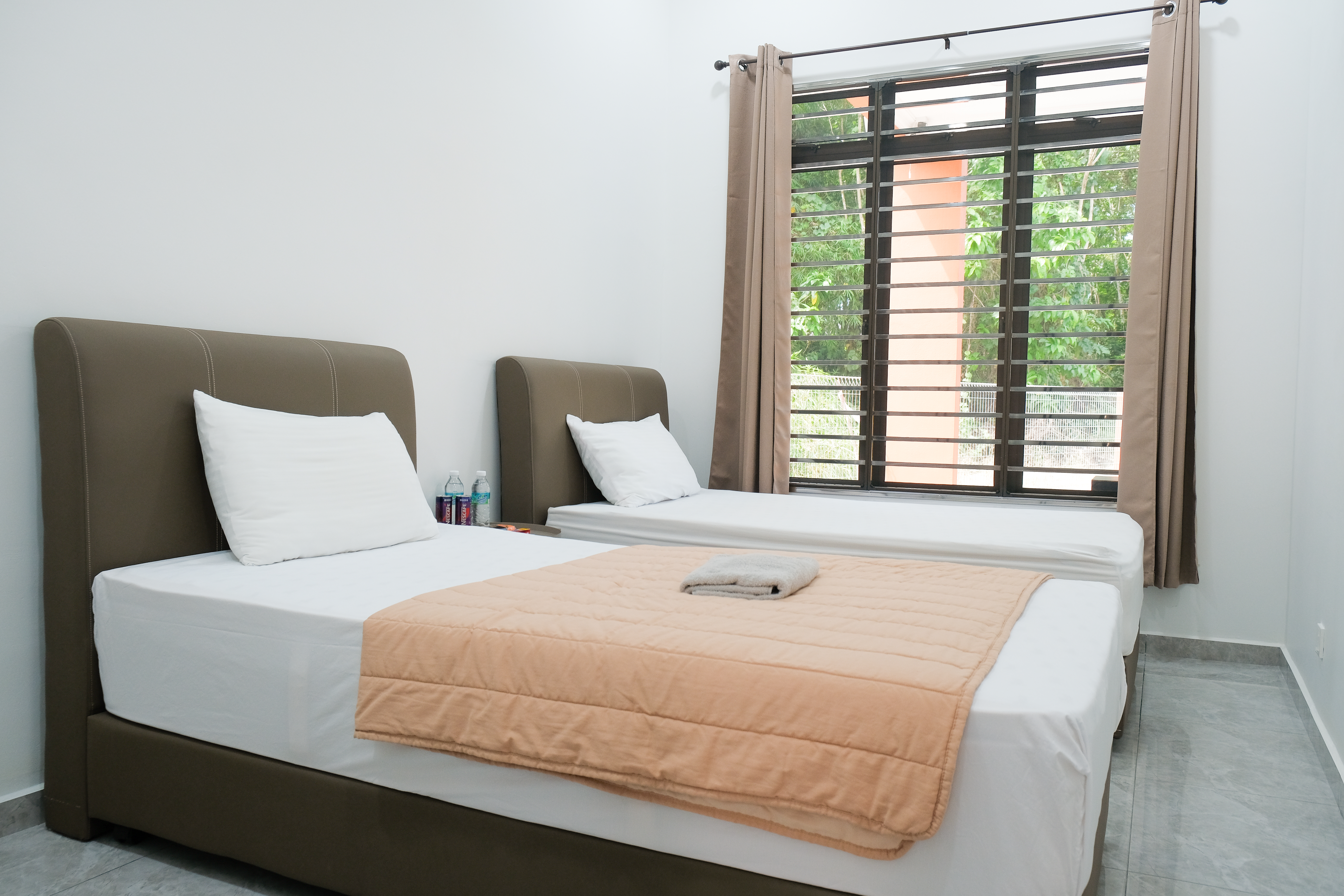 Modern villa bedroom with king bed