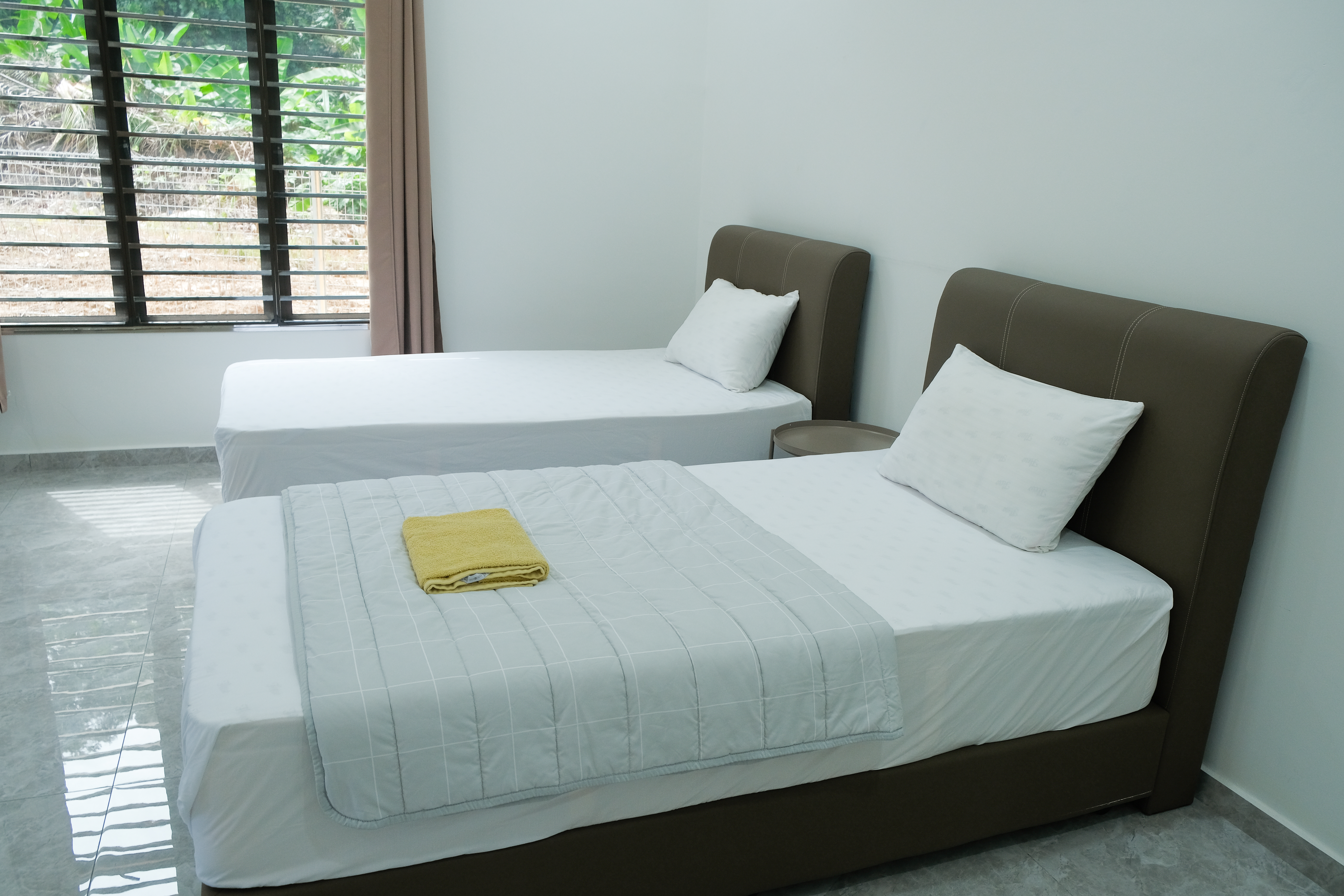 Modern villa bedroom with king bed