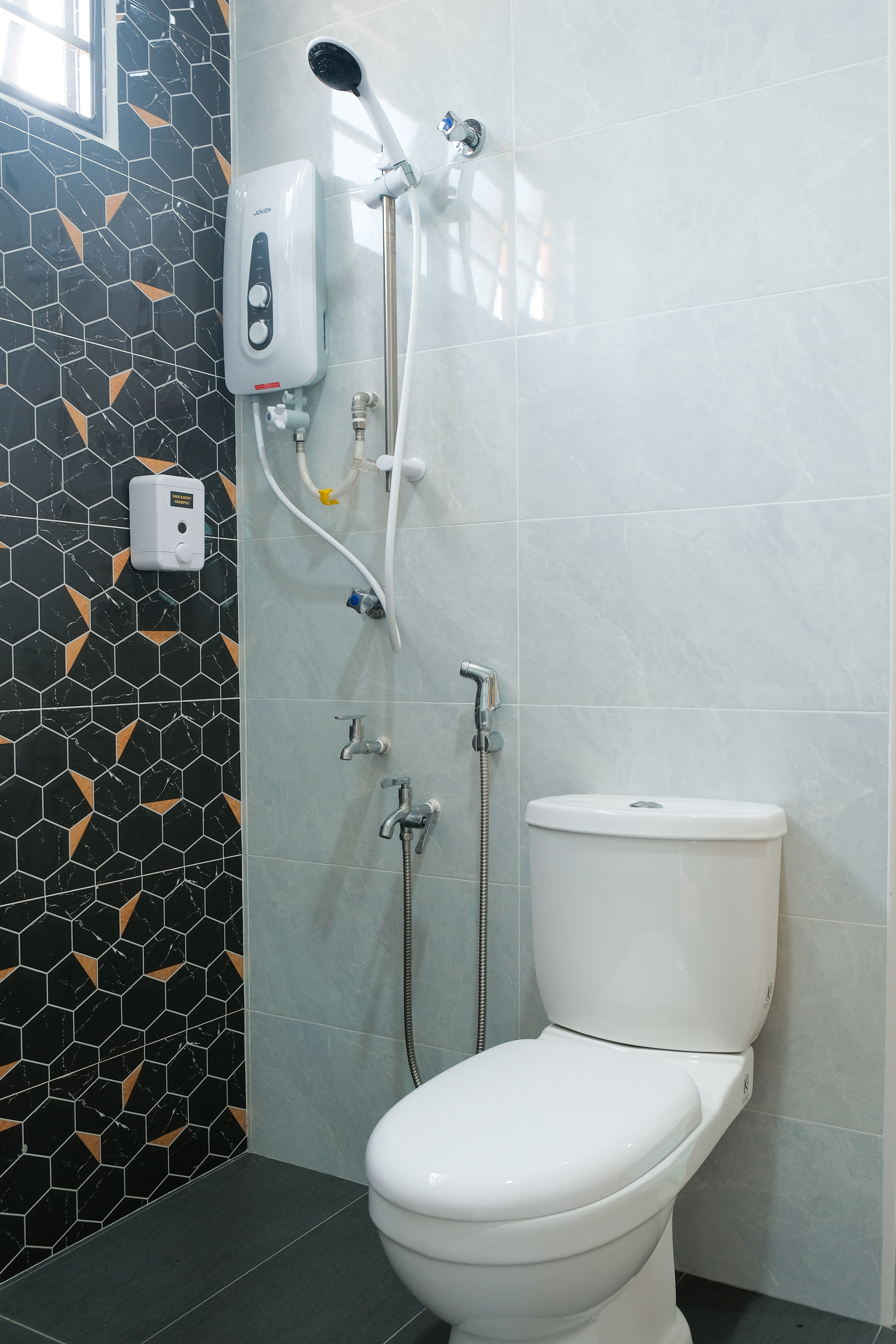 Modern villa bathroom with bathtub