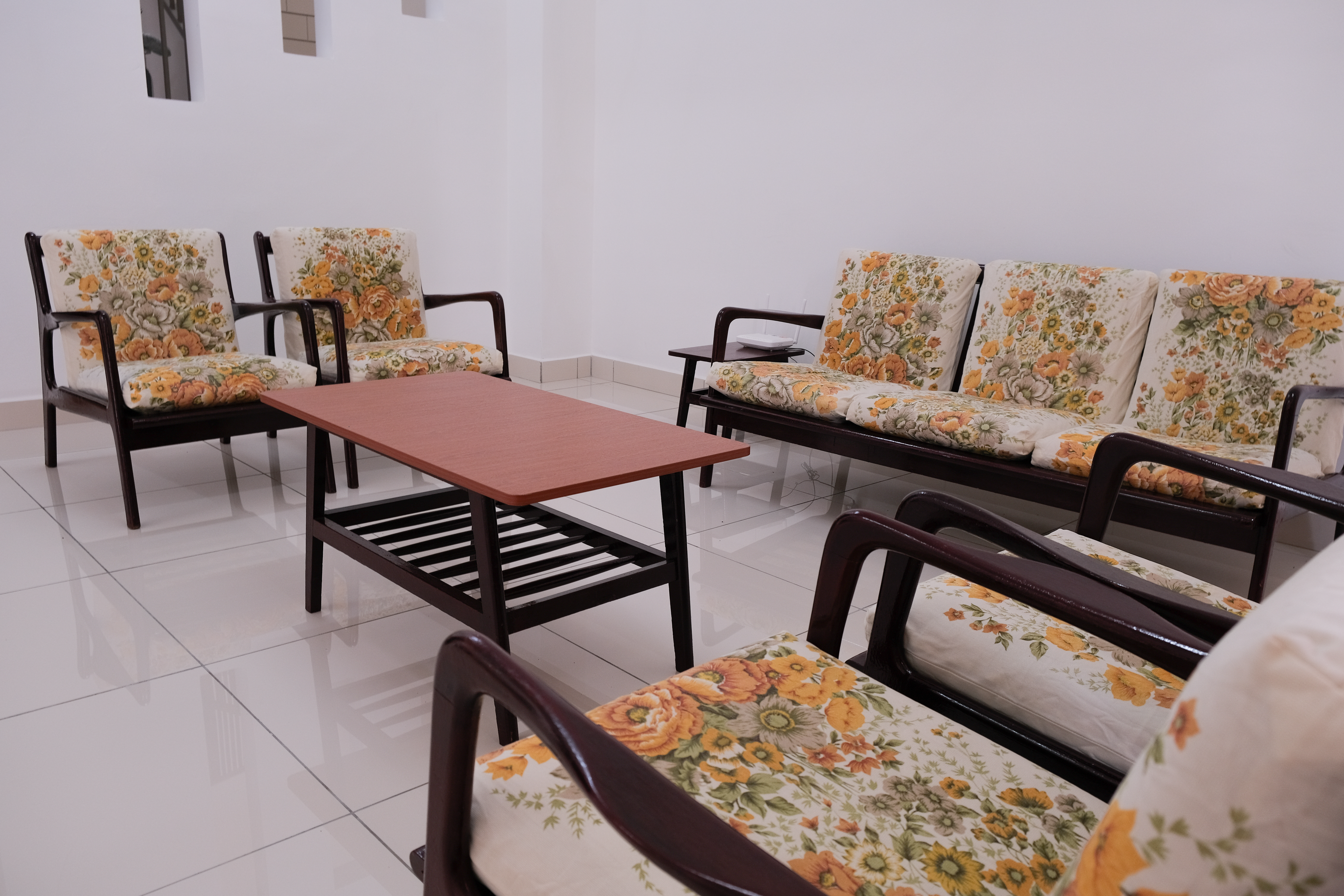 Living room with green wall